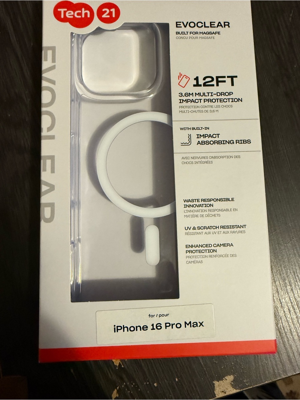 tech21 EvoClear Clear Case for iPhone 16 Pro Max - Transparent